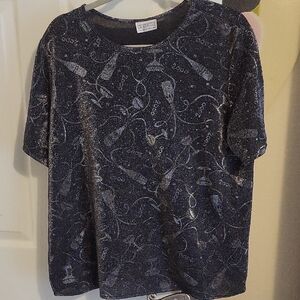 Lauren Lee Vintage Elegant Black and Silver Y2K Champagne design Top